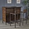 Christopher Knight Home Leni Indoor Acacia Bar Set with Rustic Metal Finish Accents, Dark Brown / Rustic Metal(Acacia Bar Set)