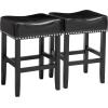 Christopher Knight Home Lennox Backless Leather Counter Stool, Black, Set of 2(Black)