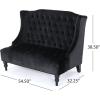 Christopher Knight Home Leora Modern Glam Tufted Velvet Wingback Loveseat, Black / Dark Brown