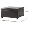 Christopher Knight Home Living Berkeley Brown Leather Square Storage Ottoman, Espresso