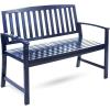 Christopher Knight Home Loja Outdoor Acacia Wood Bench, Pu Navy Blue