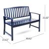 Christopher Knight Home Loja Outdoor Acacia Wood Bench, Pu Navy Blue