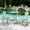 Christopher Knight Home Lourdes Outdoor Iron Bistro Set, 3-Pcs Set, Matte Green Finish(Matte Green Finish)