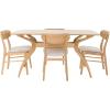 Christopher Knight Home Lucious Curved Leg Rectangular Dining Set, 5-Pcs Set, Natural Oak / Light Beige