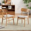 Christopher Knight Home Lucious Fabric / Oak Finish Dining Chairs, 2-Pcs Set, Light Beige