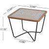 Christopher Knight Home Lyle Living Room Modern Industrial Square Coffee Table, Glass Top Sofa Table with Wooden Edge+Metal Leg,Cafeteria End Table,Multipurpose Side Table for Home Office,Brown+Black