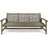 Christopher Knight Home Marcia Outdoor Wood Sofa, Wicker, 75.50 x 31.00 x 31.50, Gray, Natural Stained Finish & DC America UBP18181-BR 18″ Cast Stone Umbrella Base, Bronze Powder Coated Finish