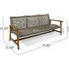 Christopher Knight Home Marcia Outdoor Wood Sofa, Wicker, 75.50 x 31.00 x 31.50, Gray, Natural Stained Finish & DC America UBP18181-BR 18″ Cast Stone Umbrella Base, Bronze Powder Coated Finish