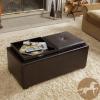 Christopher Knight Home Maxwell Bonded Leather Double Tray Ottoman, Brown , 38 x 19x 17inches