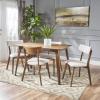 Christopher Knight Home Megann Mid-Century Wood Dining Set with Fabric Chairs, 5-Pcs Set, Natural Walnut / Light Beige