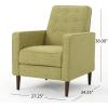 Christopher Knight Home Mervynn Mid-Century Modern Fabric Recliner, polyester, Muted Green / Dark Espresso(Muted Green)