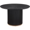 Christopher Knight Home Nalinga Modern Dining Table with Round Wood Table Top and Iron Pedestal Base, Metal Drum Base Kitchen Table for 4-6 People, Premium Quality, Black