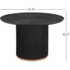 Christopher Knight Home Nalinga Modern Dining Table with Round Wood Table Top and Iron Pedestal Base, Metal Drum Base Kitchen Table for 4-6 People, Premium Quality, Black