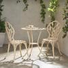 Christopher Knight Home Nassau Outdoor Vintage Style Cast Aluminum Bistro Set with Tulips, 3-Pcs, Sand