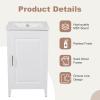 Christopher Knight Home Natty 20.3″ Bathroom Vanity with Ceramic Sink, Acacia Wood Frame, Removable Internal Functional Drawer, Storage Cabinet with Door Organizer, Soft-Closing Door, White(White)