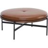 Christopher Knight Home Neapo Round Ottoman, Cocktail Ottoman, Upholstery Coffee Table, X Shape Legs, Comfortable Footstool, Durable Metal Frame, Spacious Seating for Living Room Entryway, Brown+Black