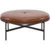 Christopher Knight Home Neapo Round Ottoman, Cocktail Ottoman, Upholstery Coffee Table, X Shape Legs, Comfortable Footstool, Durable Metal Frame, Spacious Seating for Living Room Entryway, Brown+Black