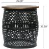 Christopher Knight Home Niver Handcrafted Lace Cut Side Table – Mango Wood and Iron – Natural/Black