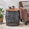 Christopher Knight Home Niver Handcrafted Lace Cut Side Table – Mango Wood and Iron – Natural/Black