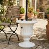 Christopher Knight Home Ogla 23.4” MGO Outdoor Patio Side Table Umbrella Base, Heavy Duty Patio Umbrella Stand Outdoor Base with Hand-Turn Tightening Knob, Small Patio Coffee Table, White Marble