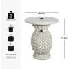Christopher Knight Home Ogla 24” MGO Outdoor Patio Side Table Umbrella Base, Patio Umbrella Stand Outdoor Base with Hand-Turn Tightening Knob, Pineapple-Shaped Patio Coffee Table, Antique White
