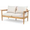 Christopher Knight Home Ordel Acacia Wood Outdoor Loveseat, Wooden Patio Loveseat Sofa, Patio Furniture 2-Seater Sofa with Removable Cushions,Comfy Lounge Sofa Outdoor for 2 People,Beige+Light Teak