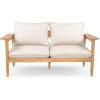 Christopher Knight Home Ordel Acacia Wood Outdoor Loveseat, Wooden Patio Loveseat Sofa, Patio Furniture 2-Seater Sofa with Removable Cushions,Comfy Lounge Sofa Outdoor for 2 People,Beige+Light Teak