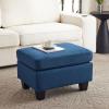 Christopher Knight Home Ottoman Foot Stool,Rectangular Fabric Upholstered Ottoman,Modern Side Table for Living Room Bedroom, Birch Wood Legs,Navy Blue(Navy Blue)