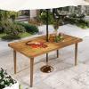 Christopher Knight Home Patio Rectangular Acacia Wood Dining Table with Umbrella Hole, Sturdy for Outdoor Dining, BBQ, Garden, Pair with Dining Chair/Bench, Teak Finish