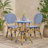 Christopher Knight Home Picardy Bistro Set, Navy Blue + White + Bamboo