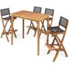 Christopher Knight Home Polaris Outdoor Acacia Wood and Wicker 5 Piece Rectangular Bar Set, 15 “W x 22 “D x 41.75 “H, Teak + Brown