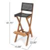 Christopher Knight Home Polaris Outdoor Acacia Wood and Wicker 5 Piece Rectangular Bar Set, 15 “W x 22 “D x 41.75 “H, Teak + Brown