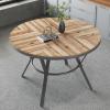 Christopher Knight Home Quillson 46.85″ Round Dining Table, Birch Wood Finish Kitchen Table, Splayed Metal Legs, Dining Table for 4, Industrial Table for Dining Room Kitchen Home, Natural+Black