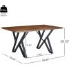 Christopher Knight Home Quillson 59.04″ Rectangular Dining Table, Walnut Finish Kitchen Table, Open X Metal Legs, Dining Table for 4, Industrial Table for Dining Room Kitchen Home, Walnut+Black