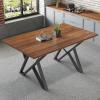 Christopher Knight Home Quillson 59.04″ Rectangular Dining Table, Walnut Finish Kitchen Table, Open X Metal Legs, Dining Table for 4, Industrial Table for Dining Room Kitchen Home, Walnut+Black