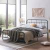 Christopher Knight Home Rando Metal Queen Bed Frame No Box Spring Needed, Sturdy Platform Bed Frame Queen Size with Curved Headboard/Footboard, Iron Bed Support and Slats, Easy Assembly, Blue(Blue)