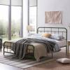 Christopher Knight Home Rando Metal Queen Bed Frame No Box Spring Needed, Sturdy Platform Bed Frame Queen Size with Curved Headboard/Footboard, Iron Bed Support and Slats, Easy Assembly, Blue(Green)