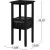 Christopher Knight Home Rivera 30.25″ Wood Accent Table with Drawer, 2-Tier Storage End Table, Tall Night Stand for Bedroom, Home Decor for Living Room Balcony Study, Small Spaces, Black