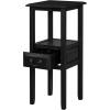 Christopher Knight Home Rivera 30.25″ Wood Accent Table with Drawer, 2-Tier Storage End Table, Tall Night Stand for Bedroom, Home Decor for Living Room Balcony Study, Small Spaces, Black