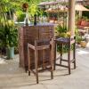 Christopher Knight Home Riviera Wood Bar Set, 3-Pcs Set, Rich Mahogany