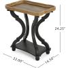 Christopher Knight Home Ronie French Country Wooden End Table with Bottom Shelf, Rectangular Living Room Side Table, Vintage Coffee Table with Hourglass Design, Natural+Black