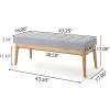 Christopher Knight Home Saxon Fabric Bench, Light Grey, 15.75” D x 43.50” W x 17.00” H