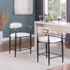 Christopher Knight Home Set of 2 Boucle Fabric Upholstered Counter Height Bar Stools,Modern Kitchen Island Armchair, Footrest,Metal Frame Dining Room Accent Chair, Soft Padded Seat,Beige+Black+Gold