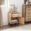 Christopher Knight Home Shinon Mango Wood Nightstand with 1 Drawer, End Table/Sofa/Bed Side Table/Storage Cabinet, Bedroom Decoration/Organizer, Storage Space with Carved Lines on Door, Natural Finish(Natural carved Lines)