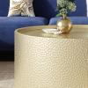 Christopher Knight Home Solis 26″ Iron Accent Table, Round Coffee Table, Hammered Surface Design, Space Saving, Metal Frame Side Tables for Living Room Home, No Assembly Needed, 110lbs Gold