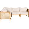 Christopher Knight Home Tilden Acacia Wood V-Shaped Outdoor Sofa with Removable Cushion, Wicker Patio Modular Sectional Sofa for 5 Seaters, Modular Sofa Couch for Poolside, Garden, Backyard,Teak+Beige