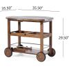Christopher Knight Home Tillary Tiller Outdoor Acacia Wood Bar Cart Aluminum Accents, Dark Oak/Shiny Powder Coating(Accents)