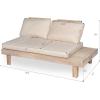 Christopher Knight Home Topia Acacia Wood Outdoor Sofa with Removable Cushion, Wooden Patio Modular Sectional Sofa for 4 Seaters, Modular Sofa Couch for Poolside, Garden, Backyard, Light White+Beige