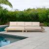 Christopher Knight Home Topia Acacia Wood Outdoor Sofa with Removable Cushion, Wooden Patio Modular Sectional Sofa for 4 Seaters, Modular Sofa Couch for Poolside, Garden, Backyard, Light White+Beige
