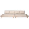 Christopher Knight Home Topia Acacia Wood Outdoor Sofa with Removable Cushion, Wooden Patio Modular Sectional Sofa for 4 Seaters, Modular Sofa Couch for Poolside, Garden, Backyard, Light White+Beige